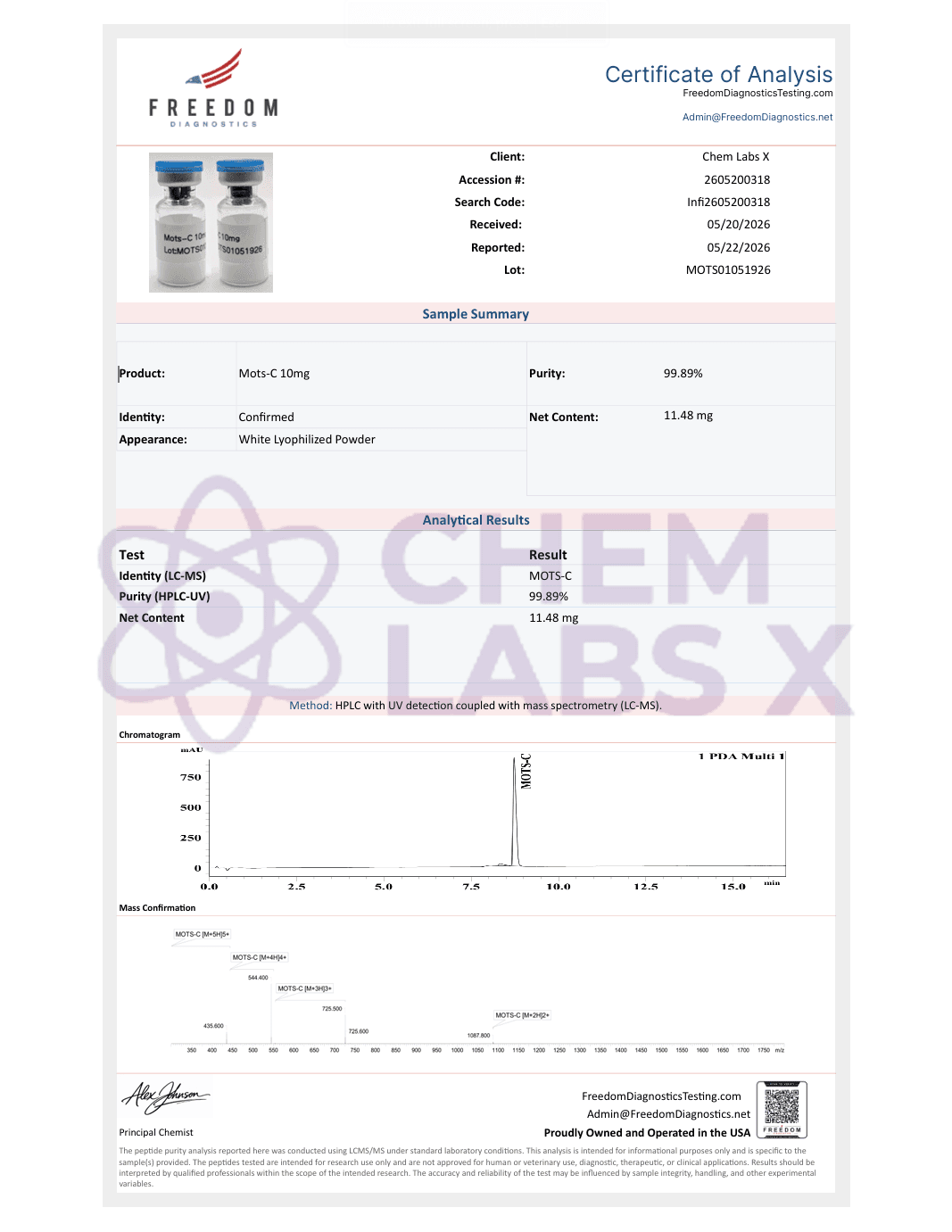 COA — MOTS-c (10mg)