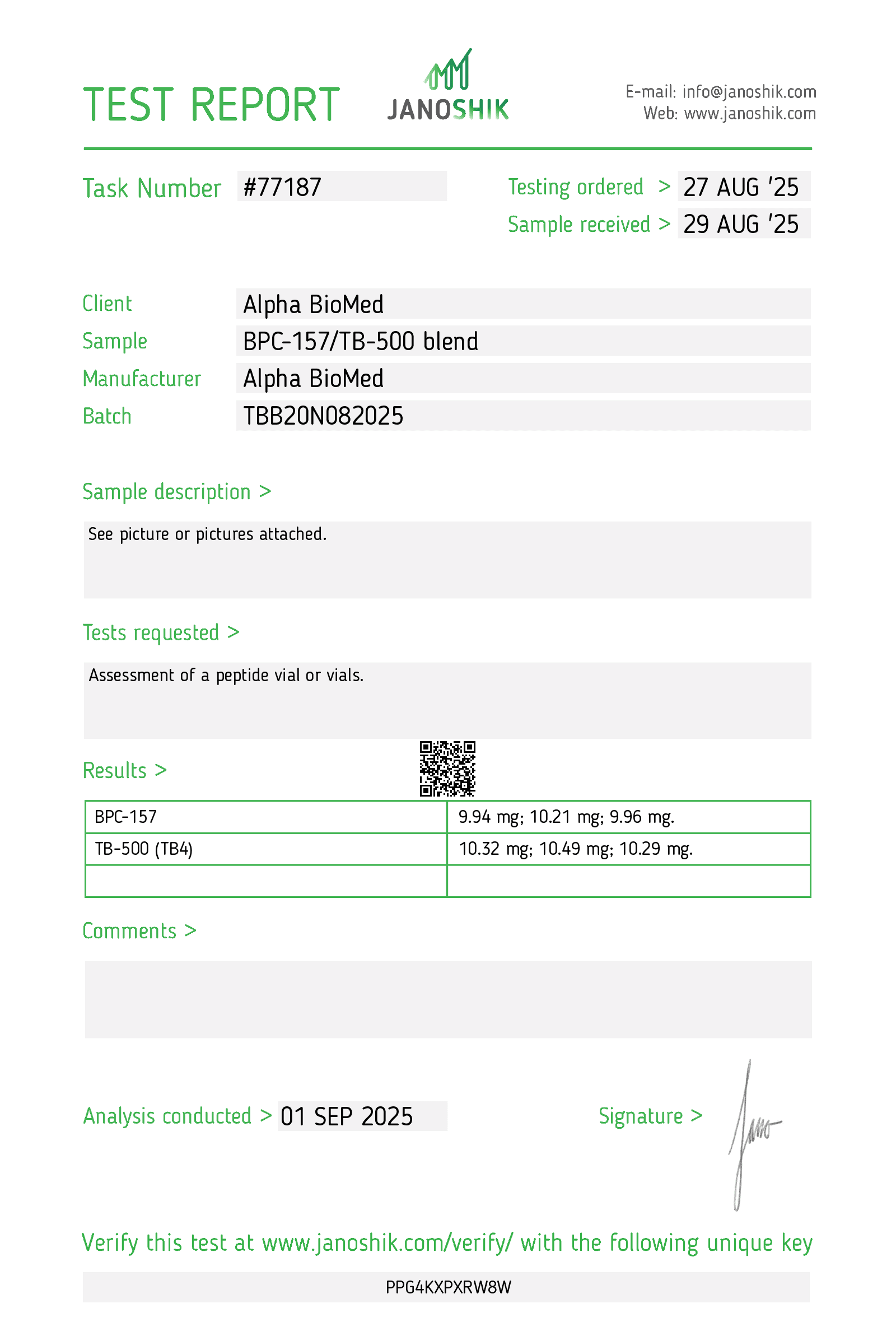 COA — Wolverine Blend – (10mg) / (10mg)